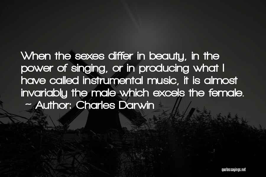 Charles Darwin Quotes: When The Sexes Differ In Beauty, In The Power Of Singing, Or In Producing What I Have Called Instrumental Music,