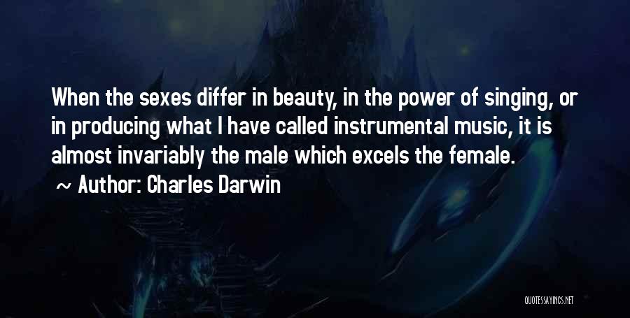 Charles Darwin Quotes: When The Sexes Differ In Beauty, In The Power Of Singing, Or In Producing What I Have Called Instrumental Music,