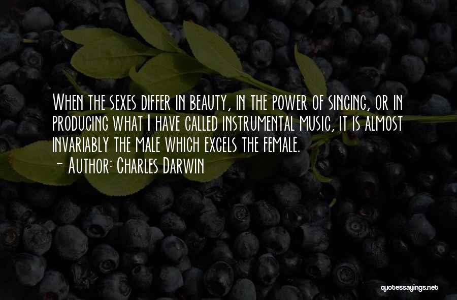 Charles Darwin Quotes: When The Sexes Differ In Beauty, In The Power Of Singing, Or In Producing What I Have Called Instrumental Music,