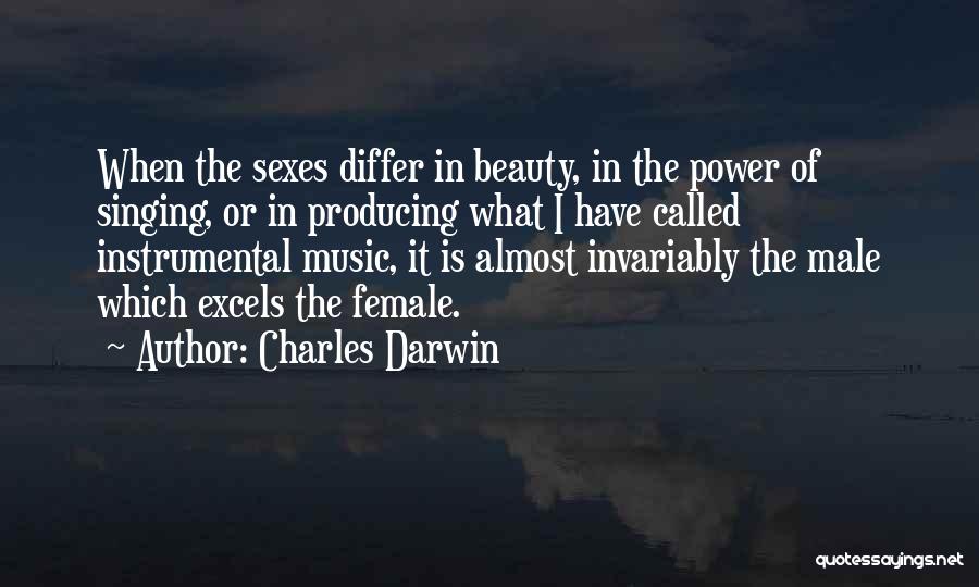 Charles Darwin Quotes: When The Sexes Differ In Beauty, In The Power Of Singing, Or In Producing What I Have Called Instrumental Music,
