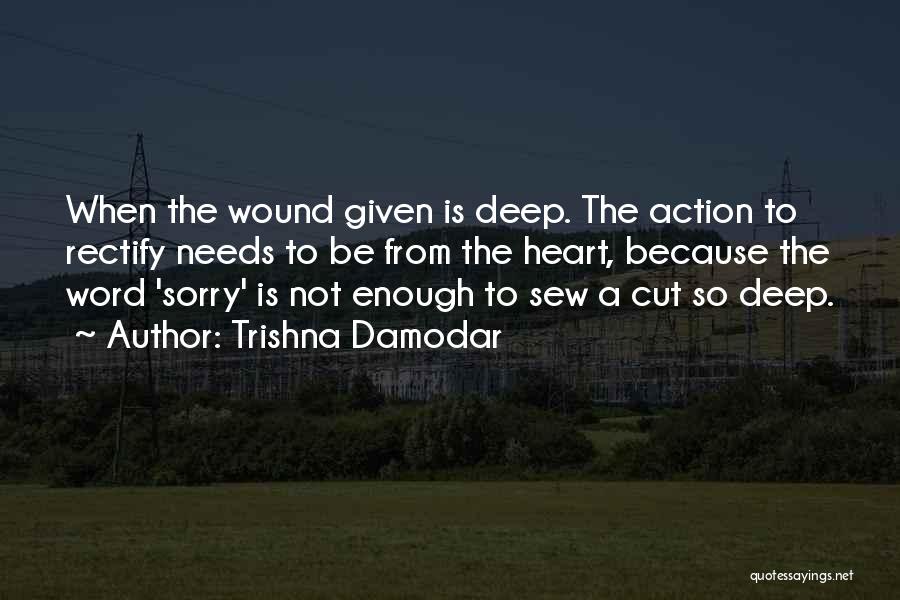 Trishna Damodar Quotes: When The Wound Given Is Deep. The Action To Rectify Needs To Be From The Heart, Because The Word 'sorry'