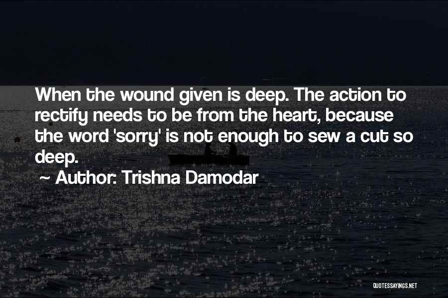 Trishna Damodar Quotes: When The Wound Given Is Deep. The Action To Rectify Needs To Be From The Heart, Because The Word 'sorry'