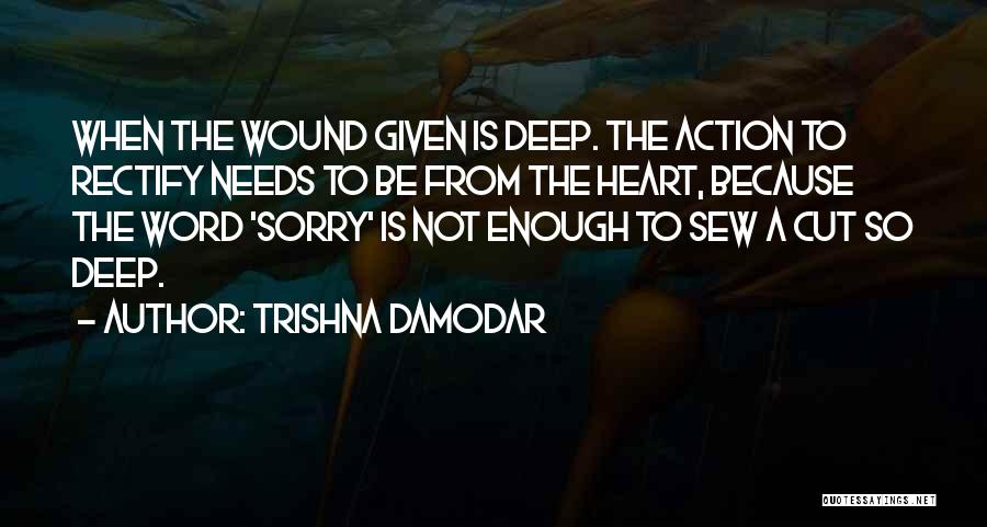 Trishna Damodar Quotes: When The Wound Given Is Deep. The Action To Rectify Needs To Be From The Heart, Because The Word 'sorry'