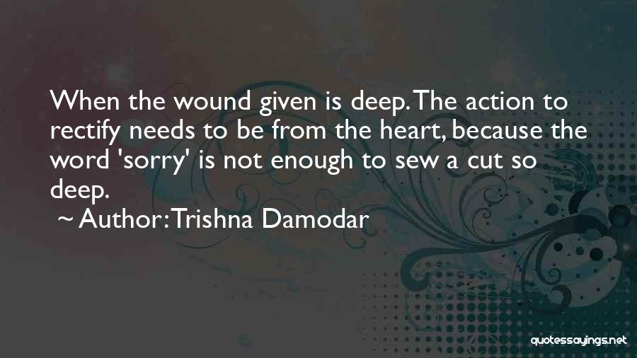 Trishna Damodar Quotes: When The Wound Given Is Deep. The Action To Rectify Needs To Be From The Heart, Because The Word 'sorry'