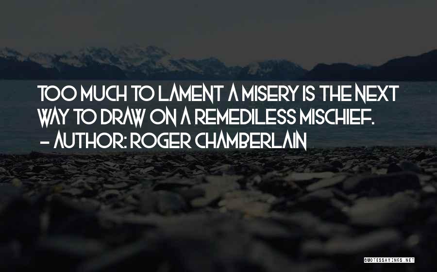 Roger Chamberlain Quotes: Too Much To Lament A Misery Is The Next Way To Draw On A Remediless Mischief.