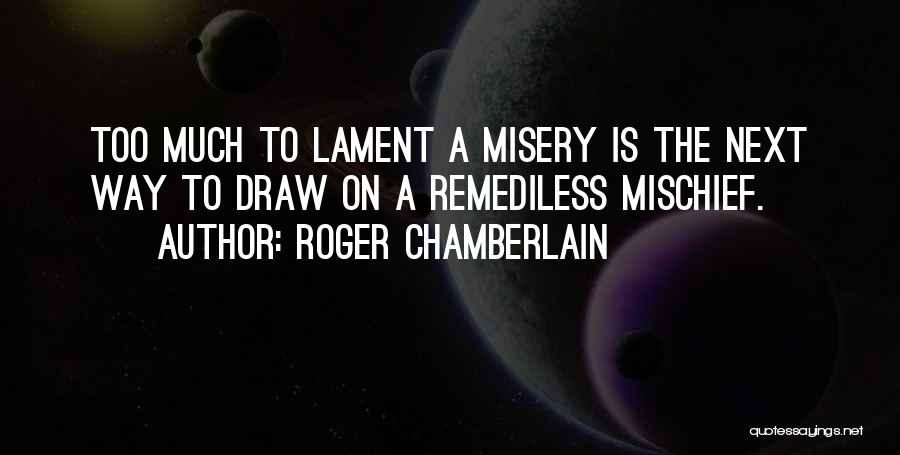 Roger Chamberlain Quotes: Too Much To Lament A Misery Is The Next Way To Draw On A Remediless Mischief.