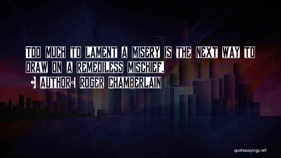 Roger Chamberlain Quotes: Too Much To Lament A Misery Is The Next Way To Draw On A Remediless Mischief.