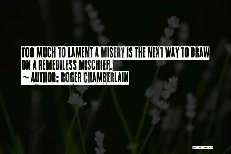 Roger Chamberlain Quotes: Too Much To Lament A Misery Is The Next Way To Draw On A Remediless Mischief.