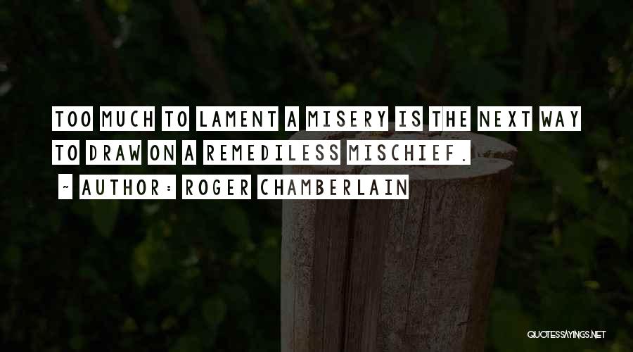 Roger Chamberlain Quotes: Too Much To Lament A Misery Is The Next Way To Draw On A Remediless Mischief.