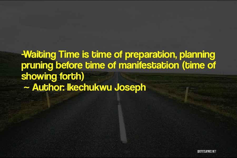 Ikechukwu Joseph Quotes: -waiting Time Is Time Of Preparation, Planning Pruning Before Time Of Manifestation (time Of Showing Forth)