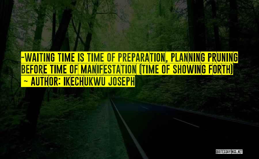 Ikechukwu Joseph Quotes: -waiting Time Is Time Of Preparation, Planning Pruning Before Time Of Manifestation (time Of Showing Forth)