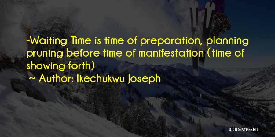 Ikechukwu Joseph Quotes: -waiting Time Is Time Of Preparation, Planning Pruning Before Time Of Manifestation (time Of Showing Forth)