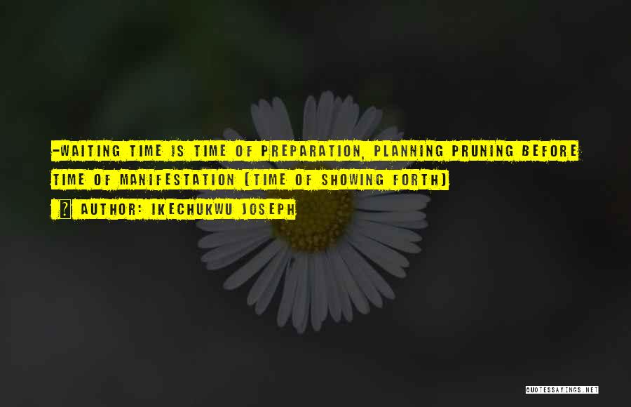 Ikechukwu Joseph Quotes: -waiting Time Is Time Of Preparation, Planning Pruning Before Time Of Manifestation (time Of Showing Forth)