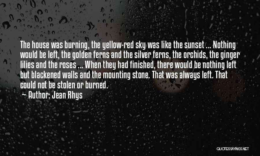 Jean Rhys Quotes: The House Was Burning, The Yellow-red Sky Was Like The Sunset ... Nothing Would Be Left, The Golden Ferns And