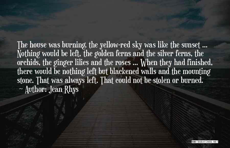 Jean Rhys Quotes: The House Was Burning, The Yellow-red Sky Was Like The Sunset ... Nothing Would Be Left, The Golden Ferns And