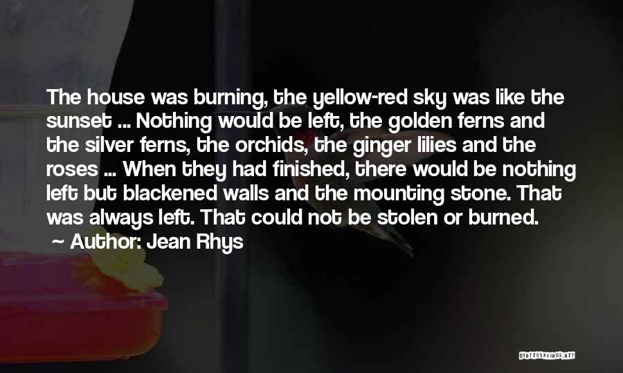 Jean Rhys Quotes: The House Was Burning, The Yellow-red Sky Was Like The Sunset ... Nothing Would Be Left, The Golden Ferns And