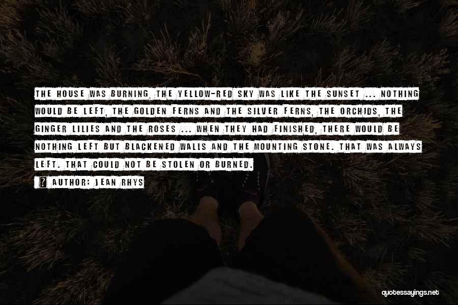 Jean Rhys Quotes: The House Was Burning, The Yellow-red Sky Was Like The Sunset ... Nothing Would Be Left, The Golden Ferns And