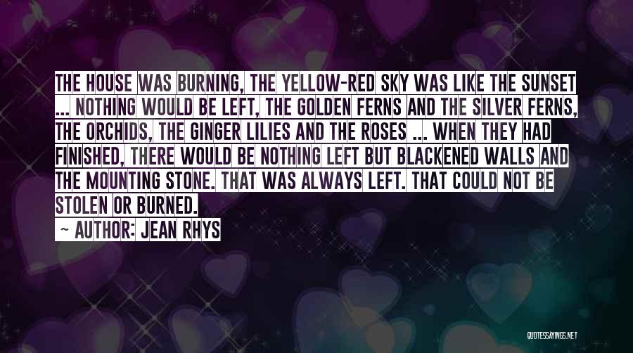 Jean Rhys Quotes: The House Was Burning, The Yellow-red Sky Was Like The Sunset ... Nothing Would Be Left, The Golden Ferns And