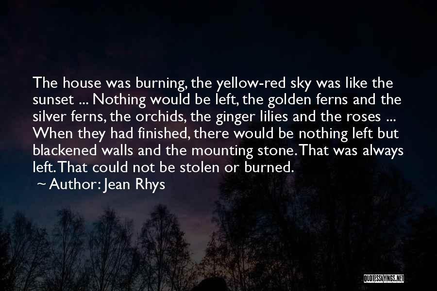 Jean Rhys Quotes: The House Was Burning, The Yellow-red Sky Was Like The Sunset ... Nothing Would Be Left, The Golden Ferns And