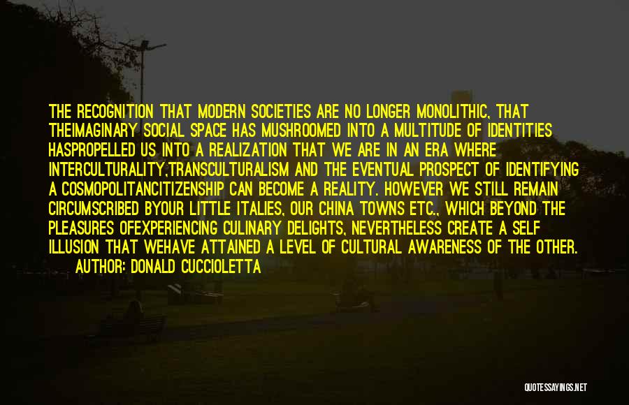 Donald Cuccioletta Quotes: The Recognition That Modern Societies Are No Longer Monolithic, That Theimaginary Social Space Has Mushroomed Into A Multitude Of Identities