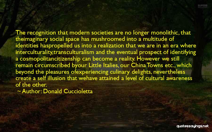 Donald Cuccioletta Quotes: The Recognition That Modern Societies Are No Longer Monolithic, That Theimaginary Social Space Has Mushroomed Into A Multitude Of Identities