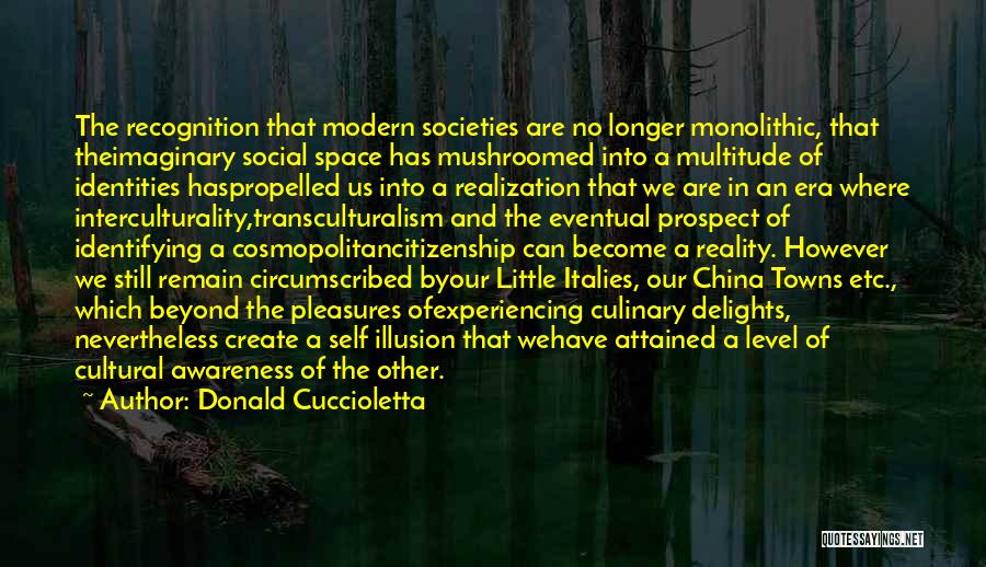 Donald Cuccioletta Quotes: The Recognition That Modern Societies Are No Longer Monolithic, That Theimaginary Social Space Has Mushroomed Into A Multitude Of Identities