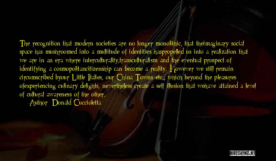 Donald Cuccioletta Quotes: The Recognition That Modern Societies Are No Longer Monolithic, That Theimaginary Social Space Has Mushroomed Into A Multitude Of Identities