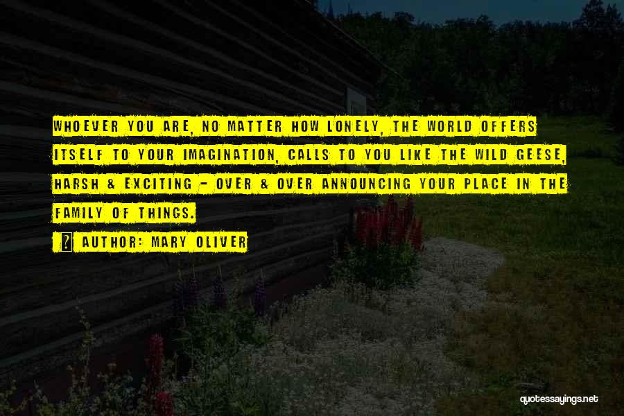 Mary Oliver Quotes: Whoever You Are, No Matter How Lonely, The World Offers Itself To Your Imagination, Calls To You Like The Wild
