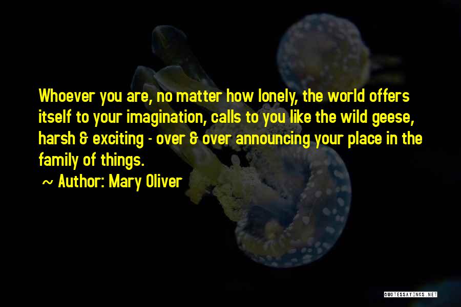 Mary Oliver Quotes: Whoever You Are, No Matter How Lonely, The World Offers Itself To Your Imagination, Calls To You Like The Wild
