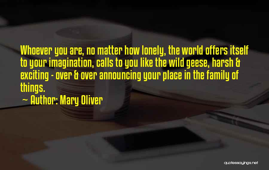 Mary Oliver Quotes: Whoever You Are, No Matter How Lonely, The World Offers Itself To Your Imagination, Calls To You Like The Wild