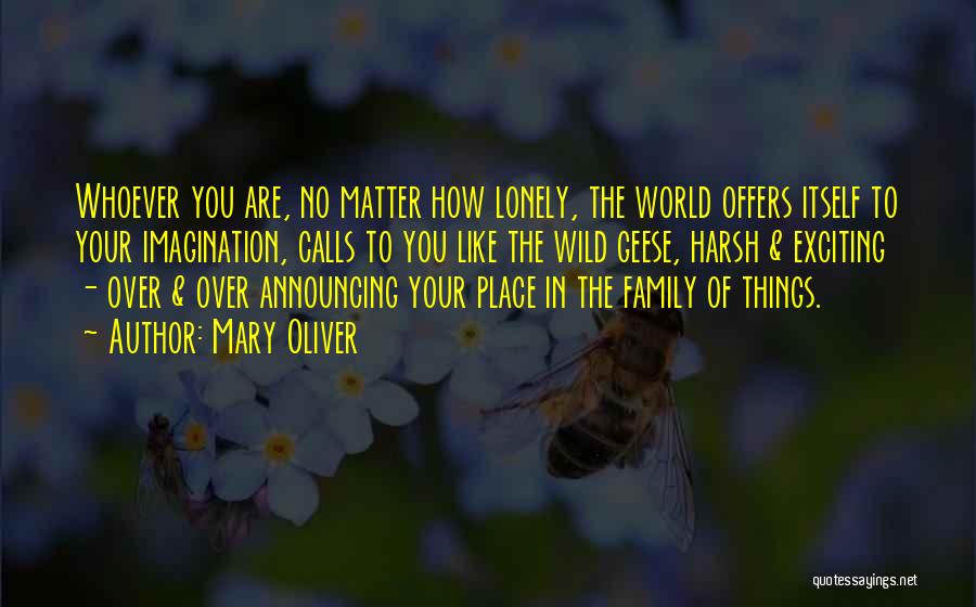 Mary Oliver Quotes: Whoever You Are, No Matter How Lonely, The World Offers Itself To Your Imagination, Calls To You Like The Wild