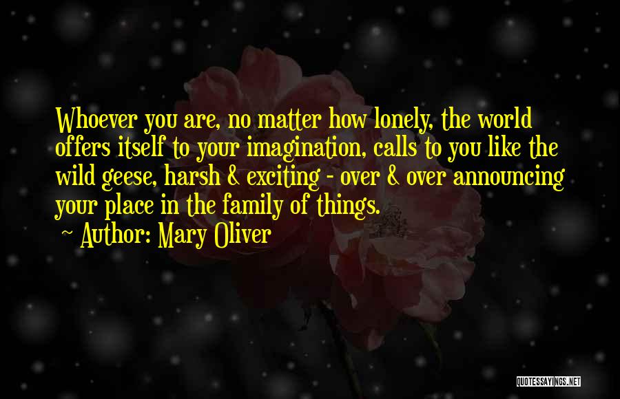 Mary Oliver Quotes: Whoever You Are, No Matter How Lonely, The World Offers Itself To Your Imagination, Calls To You Like The Wild