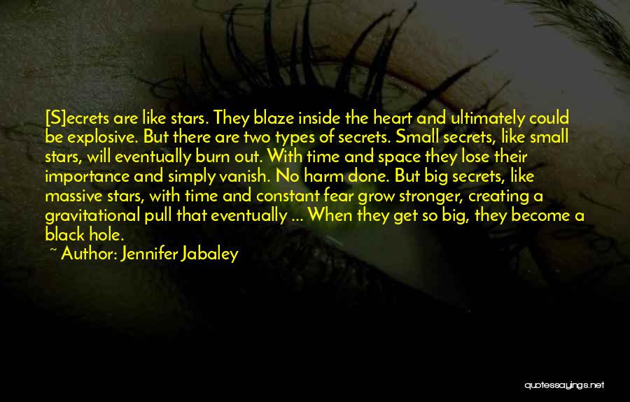 Jennifer Jabaley Quotes: [s]ecrets Are Like Stars. They Blaze Inside The Heart And Ultimately Could Be Explosive. But There Are Two Types Of