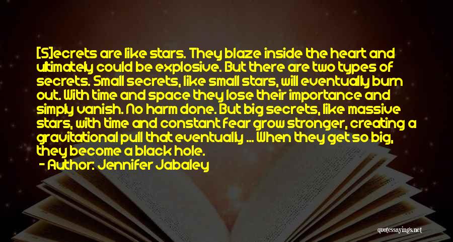 Jennifer Jabaley Quotes: [s]ecrets Are Like Stars. They Blaze Inside The Heart And Ultimately Could Be Explosive. But There Are Two Types Of