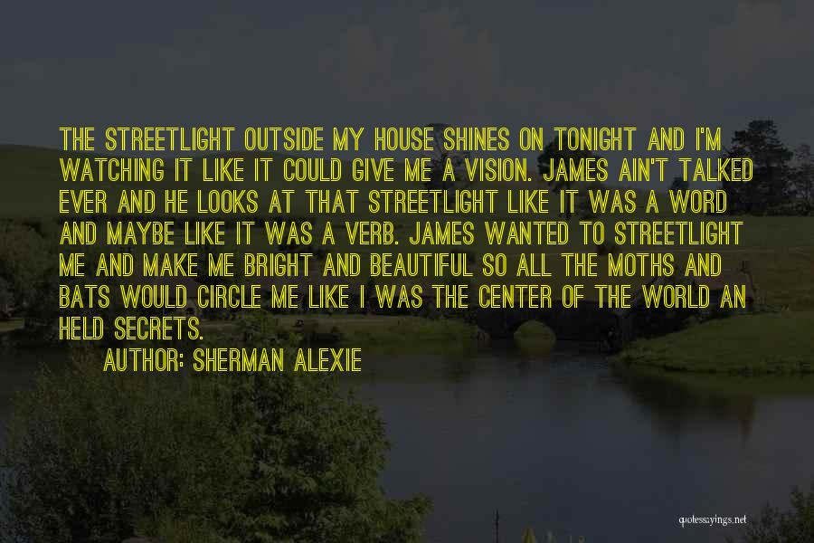 Sherman Alexie Quotes: The Streetlight Outside My House Shines On Tonight And I'm Watching It Like It Could Give Me A Vision. James