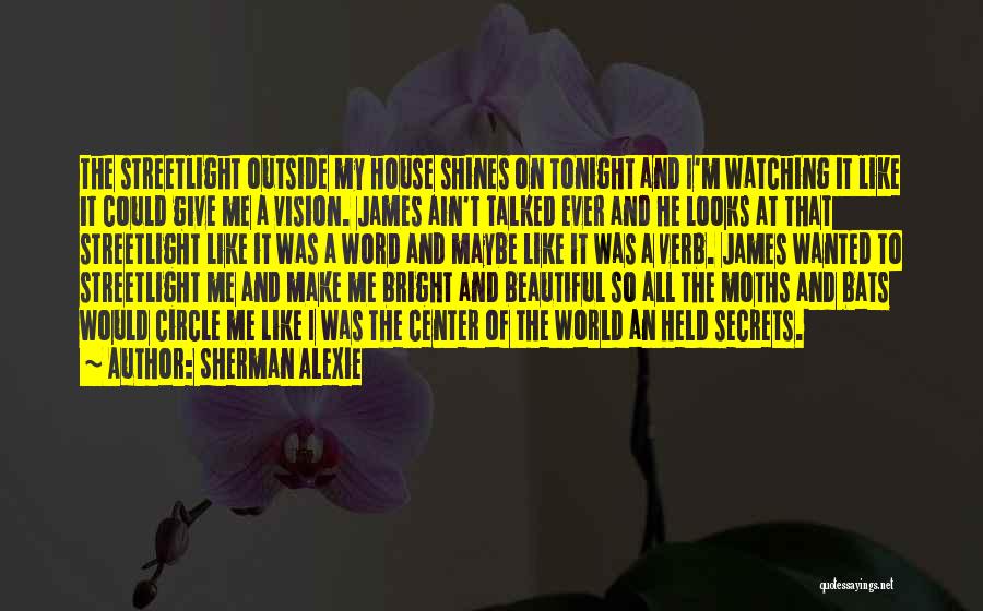 Sherman Alexie Quotes: The Streetlight Outside My House Shines On Tonight And I'm Watching It Like It Could Give Me A Vision. James