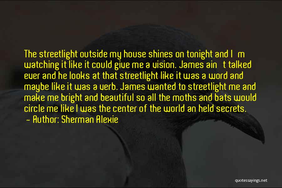 Sherman Alexie Quotes: The Streetlight Outside My House Shines On Tonight And I'm Watching It Like It Could Give Me A Vision. James