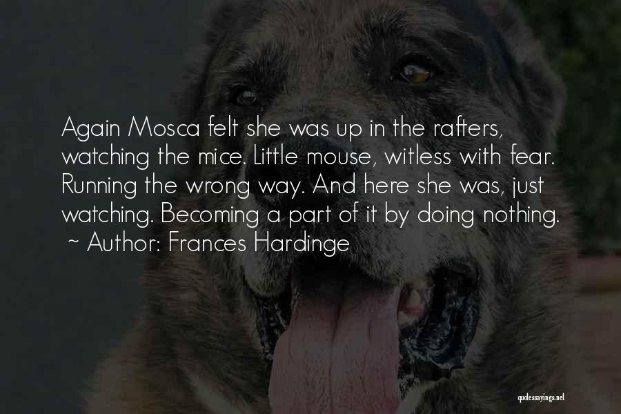 Frances Hardinge Quotes: Again Mosca Felt She Was Up In The Rafters, Watching The Mice. Little Mouse, Witless With Fear. Running The Wrong