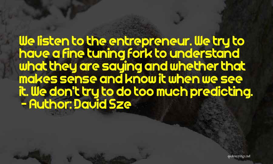 David Sze Quotes: We Listen To The Entrepreneur. We Try To Have A Fine Tuning Fork To Understand What They Are Saying And