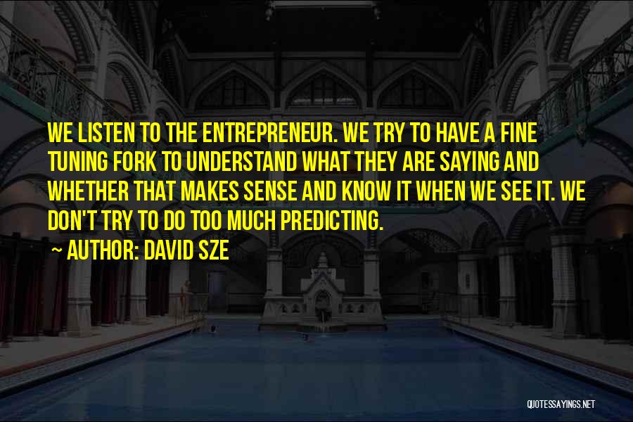 David Sze Quotes: We Listen To The Entrepreneur. We Try To Have A Fine Tuning Fork To Understand What They Are Saying And