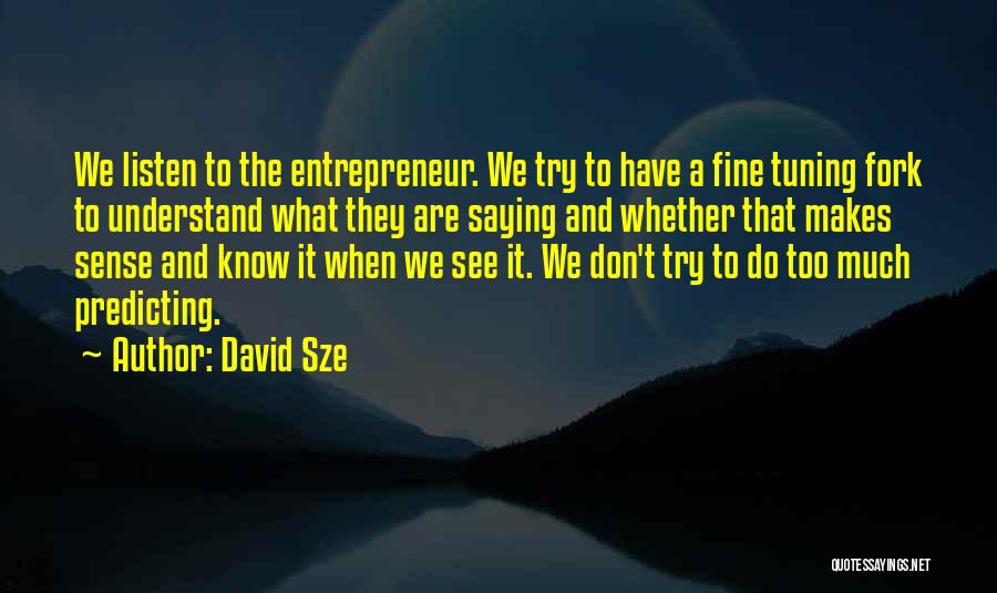 David Sze Quotes: We Listen To The Entrepreneur. We Try To Have A Fine Tuning Fork To Understand What They Are Saying And