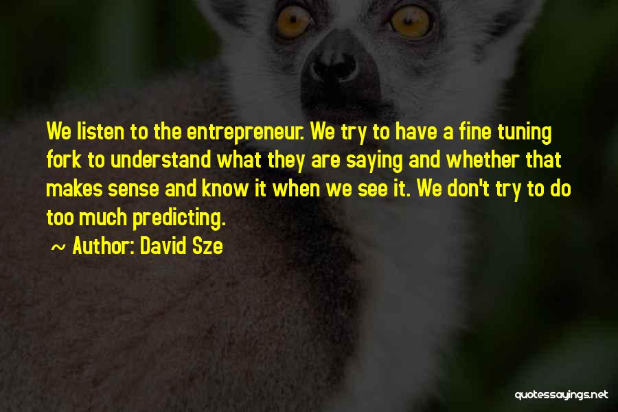 David Sze Quotes: We Listen To The Entrepreneur. We Try To Have A Fine Tuning Fork To Understand What They Are Saying And