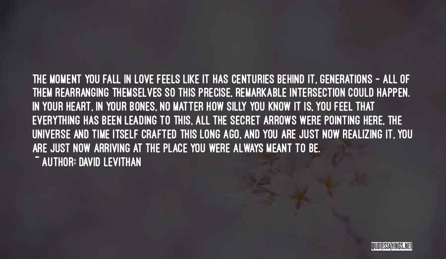 David Levithan Quotes: The Moment You Fall In Love Feels Like It Has Centuries Behind It, Generations - All Of Them Rearranging Themselves