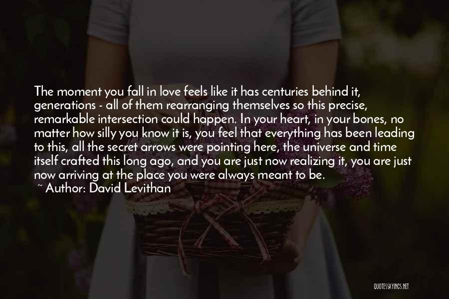 David Levithan Quotes: The Moment You Fall In Love Feels Like It Has Centuries Behind It, Generations - All Of Them Rearranging Themselves