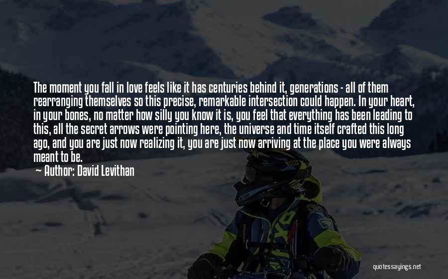 David Levithan Quotes: The Moment You Fall In Love Feels Like It Has Centuries Behind It, Generations - All Of Them Rearranging Themselves