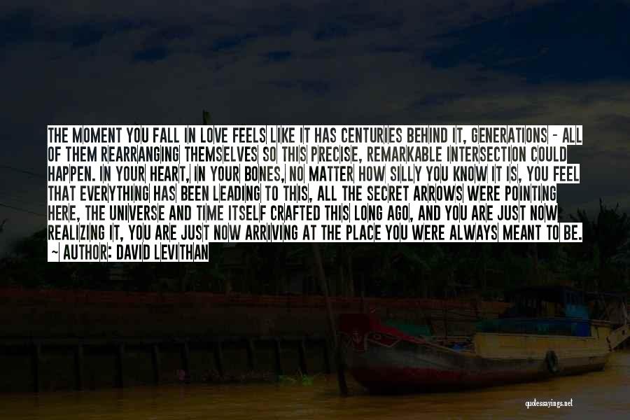 David Levithan Quotes: The Moment You Fall In Love Feels Like It Has Centuries Behind It, Generations - All Of Them Rearranging Themselves