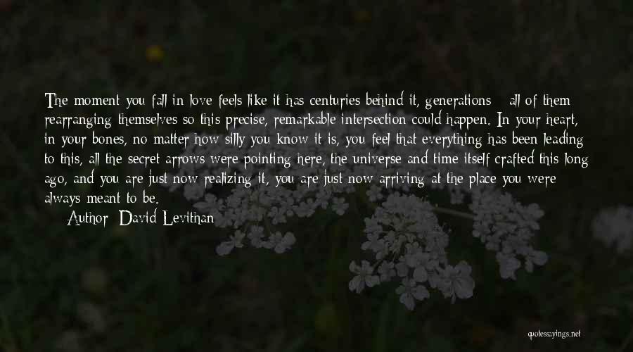 David Levithan Quotes: The Moment You Fall In Love Feels Like It Has Centuries Behind It, Generations - All Of Them Rearranging Themselves