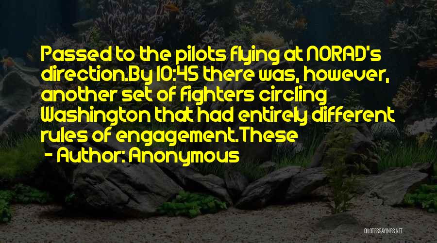 Anonymous Quotes: Passed To The Pilots Flying At Norad's Direction.by 10:45 There Was, However, Another Set Of Fighters Circling Washington That Had