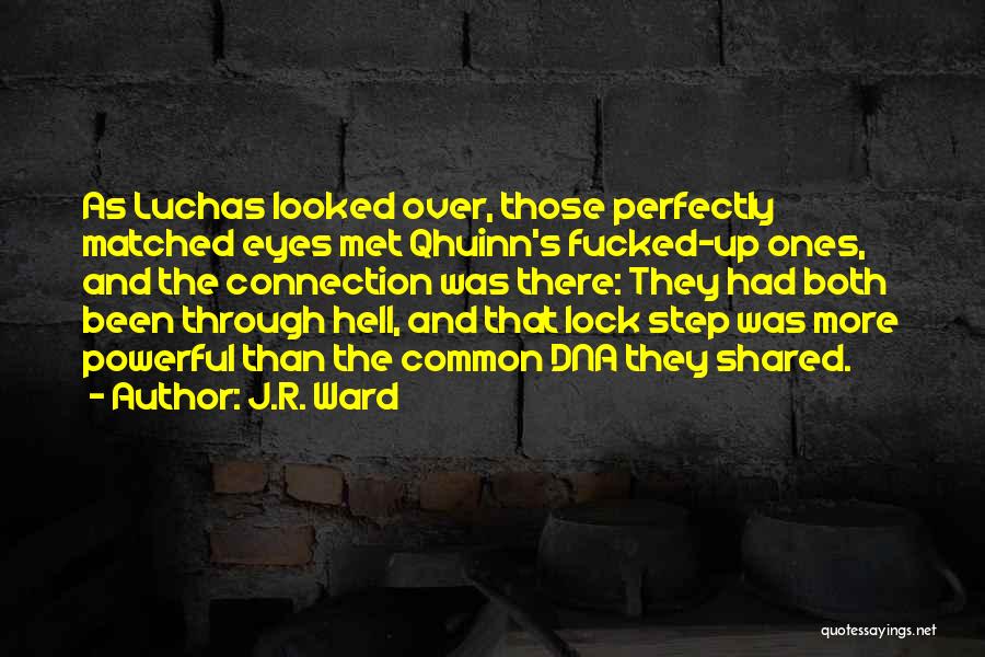 J.R. Ward Quotes: As Luchas Looked Over, Those Perfectly Matched Eyes Met Qhuinn's Fucked-up Ones, And The Connection Was There: They Had Both