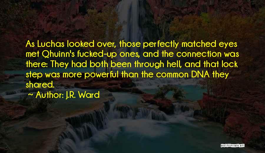 J.R. Ward Quotes: As Luchas Looked Over, Those Perfectly Matched Eyes Met Qhuinn's Fucked-up Ones, And The Connection Was There: They Had Both